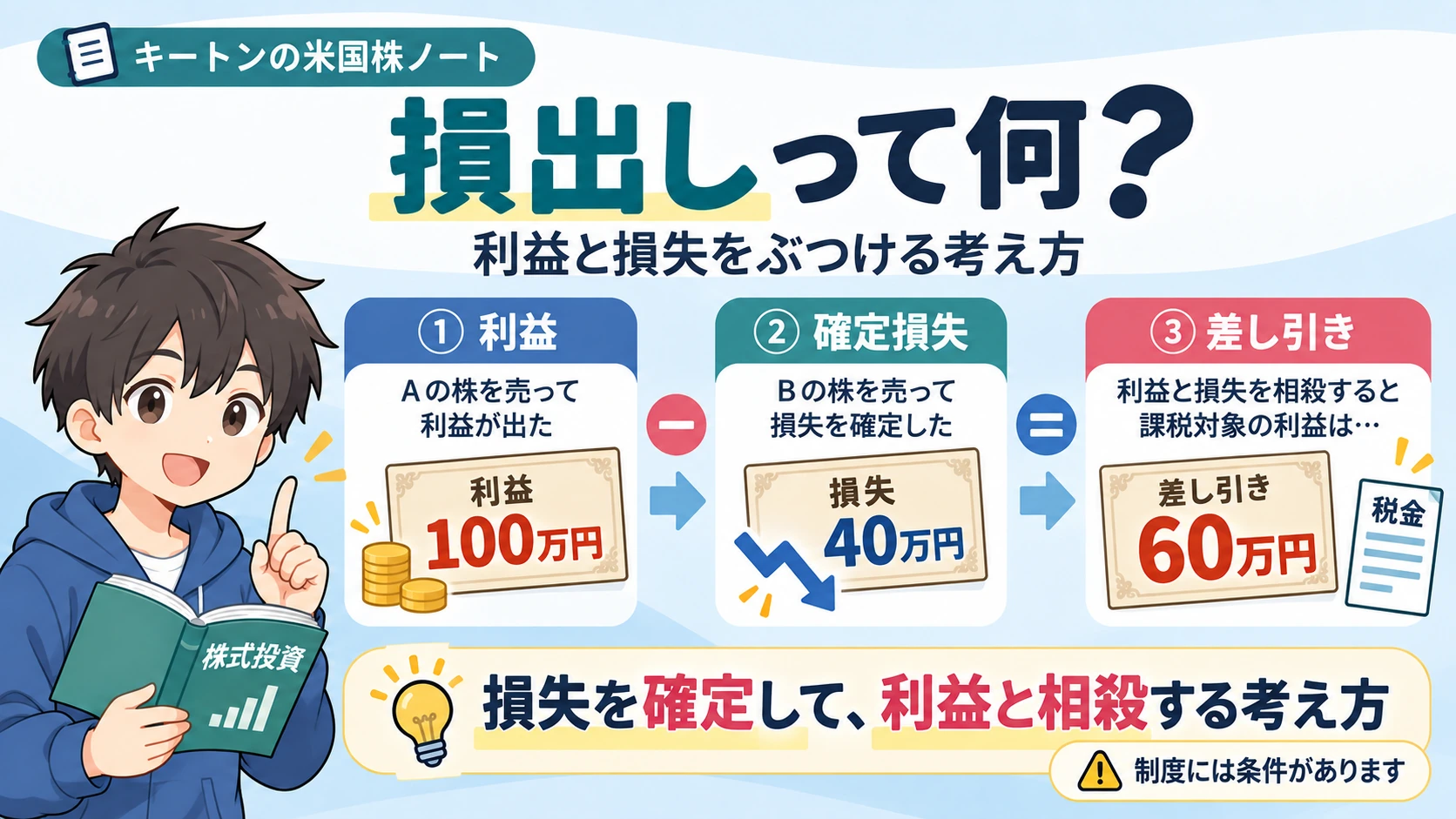 利益と確定損失を相殺する損出しの基本イメージ図